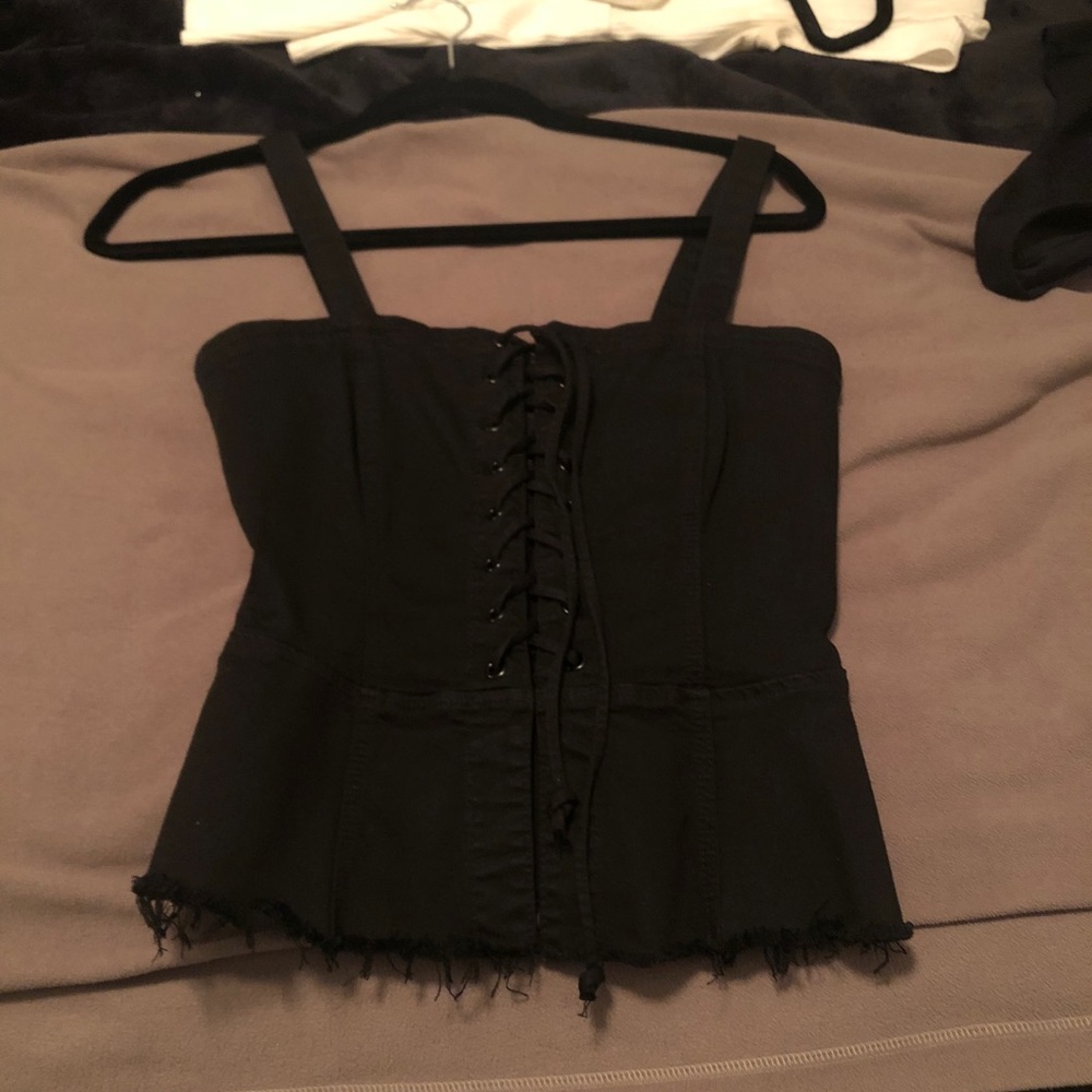 Reformation black corset style top